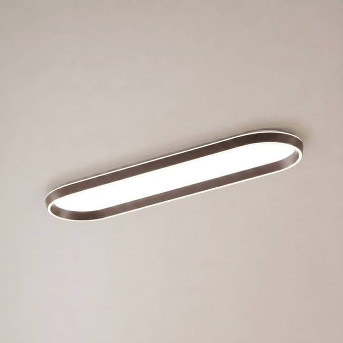 Lucande LED plafondlamp Rylan, 112 cm, bruin, dimbaar, CCT
