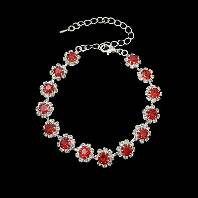 Mode Strass Bloemen Ketting Oorbellen Armband Drie Delen Bruiloft Bruids Sieraden Set gray