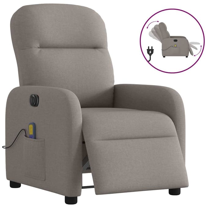 vidaXL - Massagestoel - elektrisch - verstelbaar - stof - taupe