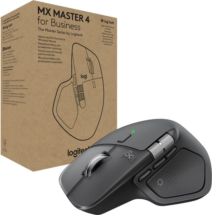Logitech MX Master 4 for Business - Ergonomische muis - Laser - 8 knoppen - Grijs
