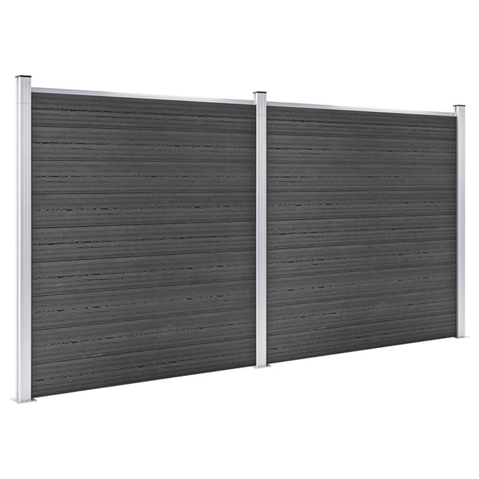 vidaXL - Schuttingpanelenset - 353x186 - cm - HKC - zwart
