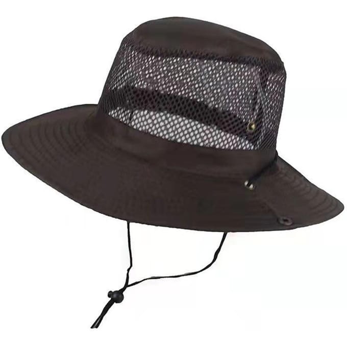 Chapeau seau respirant en maille mode à large bord séchage rapide chapeau de pêche imperméable pliable chapeau de pêcheur extérieur gray