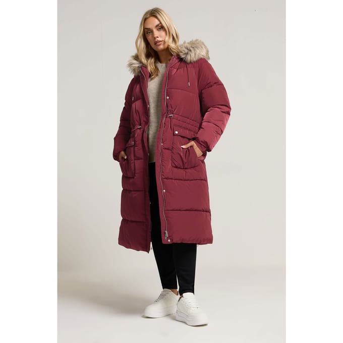 Yours Rode Gewatteerde Parka Jas Size 42