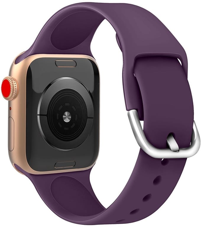 Smartwatch bandje - Apple Watch 42mm 44mm - paars siliconen D-sluiting