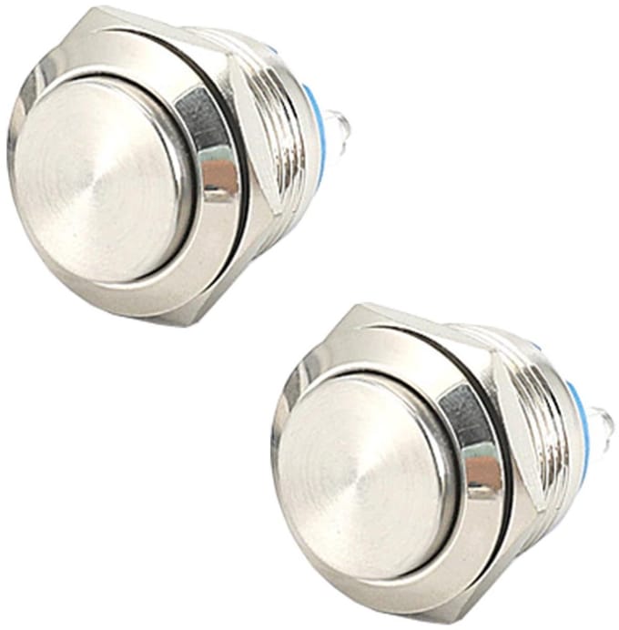 Drukknopschakelaar Set - Zelfborgend - Elektrische Apparaten - Waterdicht IP65 - 16 mm - Zilver