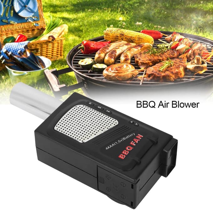 Lichtgewicht Draagbare BBQ Ventilator Luchtblazer voor Camping Picknick Koken Buiten white