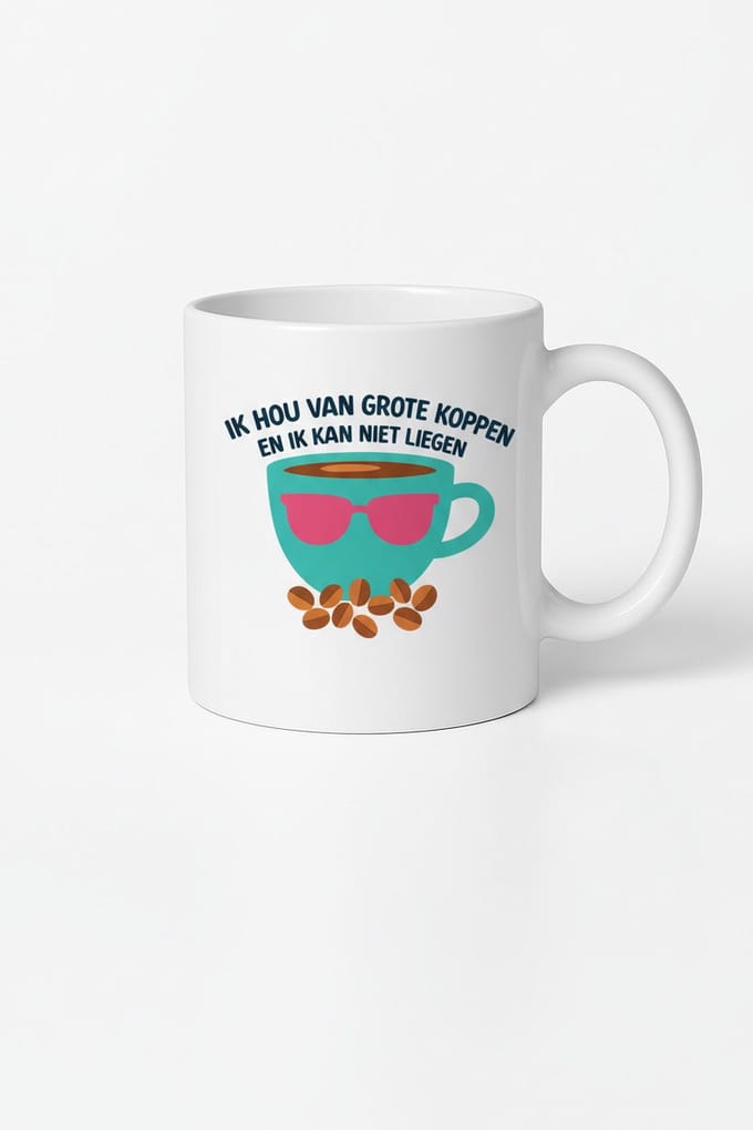 Ik Hou Van Grote Koppen Koffiemok - Unieke Design Mok
