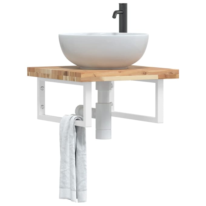 vidaXL - Badkamer - wandschap - staal - en - massief - acaciahout