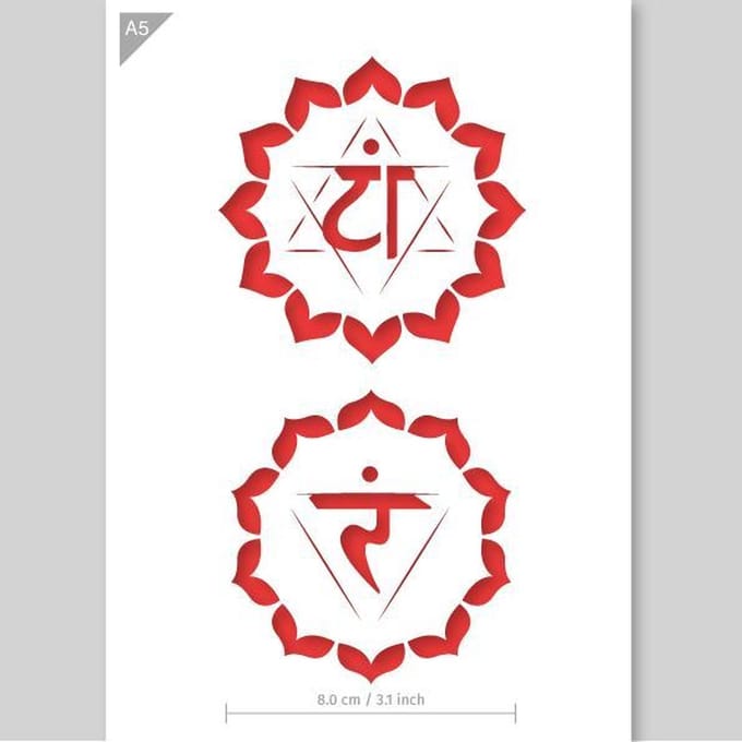 QBIX Manipura & Anahata Chakra Sjabloon A5 Formaat Kunststof - Chakra diameter is 8cm