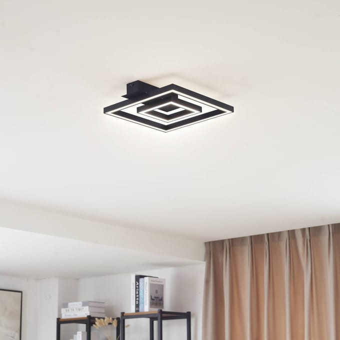 Lindby LED plafondlamp Madamo, zwart, 30 cm, 3000K, aluminium