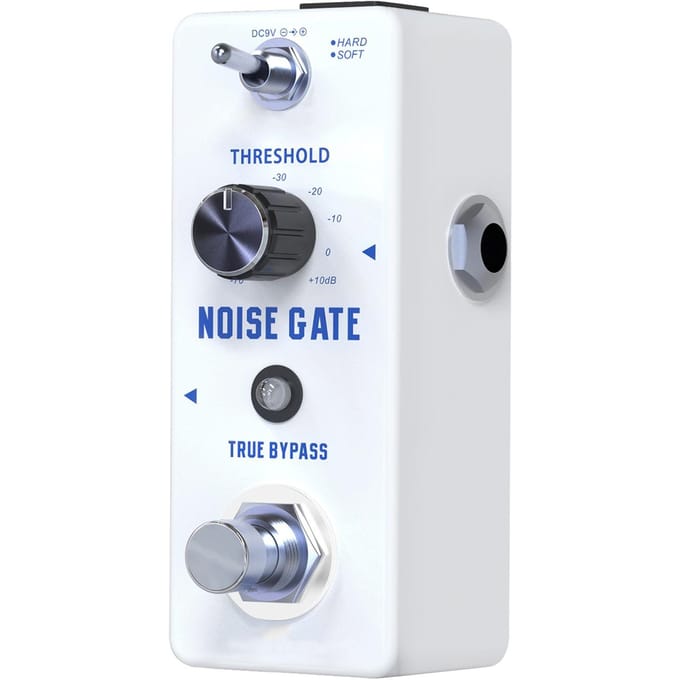 NOISE GATE Ruisonderdrukking Gitaar Effectpedaal 2 Modi (Hard/Zacht) Volledige Metalen Behuizing True wit