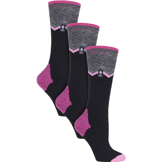 Heat Holders - 3 paar Ultra Lite dames skisokken - Zwart Zig Zag