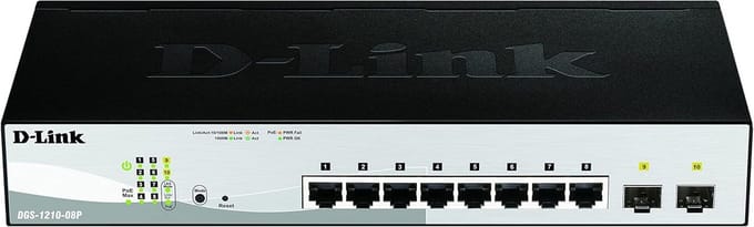 8-poorts Gigabit PoE Smart Managed Switch met 2 SFP-poorten