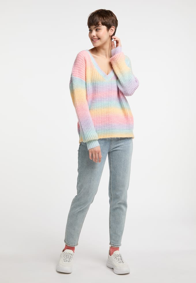 Mymo Gebreide trui Dames Regenboog veelkleurig