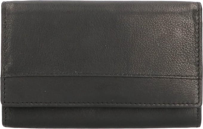 Leather Design Overslag Portemonnee Zwart