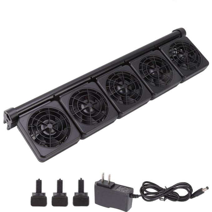 Aquarium Koelventilator Mini Instelbare Windsnelheid 5 Koppen Aquariumventilator voor Aquarium black