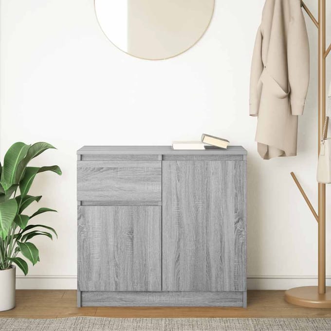 vidaXL - Dressoir - met - lade - 71x35x65 - cm - spaanplaat - grijs - Sonoma