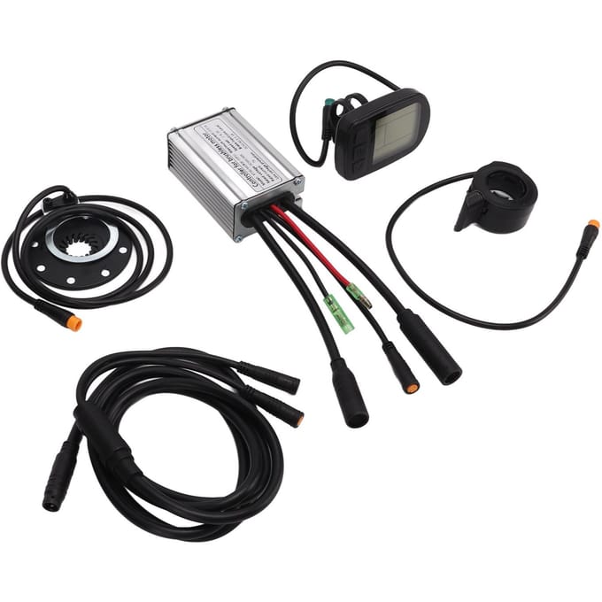 Kit de Modification de Vélo Électrique Compteur d'Affichage LCD5 Contrôleur à Boîtier Métallique 15A Câble 1 à 2 Ensemble Modifié DIY pour Vélo black