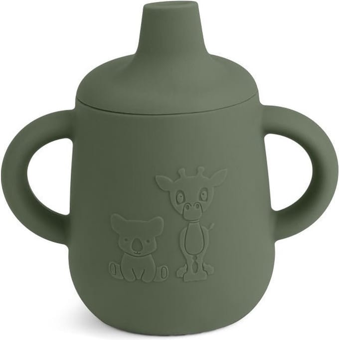 Aiko siliconen beker met tuitdeksel - Dusty Green