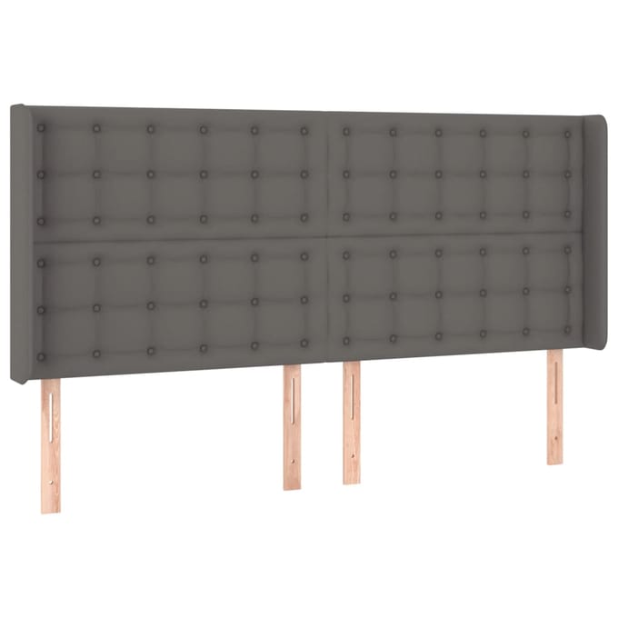 vidaXL - Hoofdbord - LED - 203x16x118/128 - cm - kunstleer - grijs