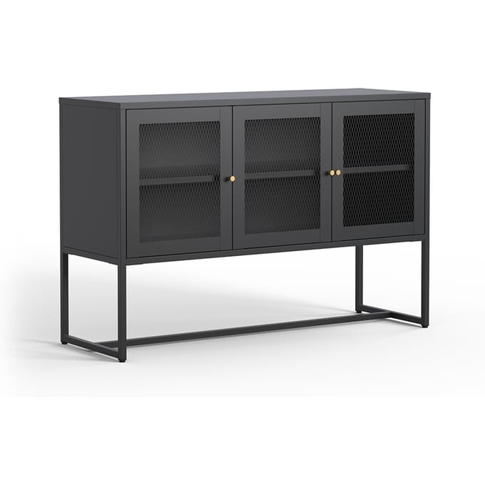 Milton & Oldbrook Vitrinekast Athens Zwart 120 x 40 x 80 cm