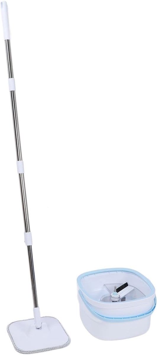 Complete Mop Set met 360 Graden Spinfunctie, Zelfscheidende Watercompartimenten en Verstelbare Handgreep voor Efficiënte Schoonmaak