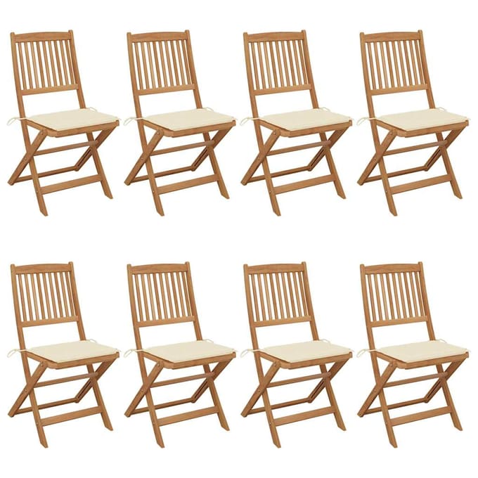 vidaXL - Inklapbare - stoelen - 8 - st - met - kussens - massief - acaciahout