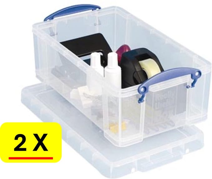 2 x Really Useful Box - opbergbox 5 liter - 34x20x12,5 cm - transparant