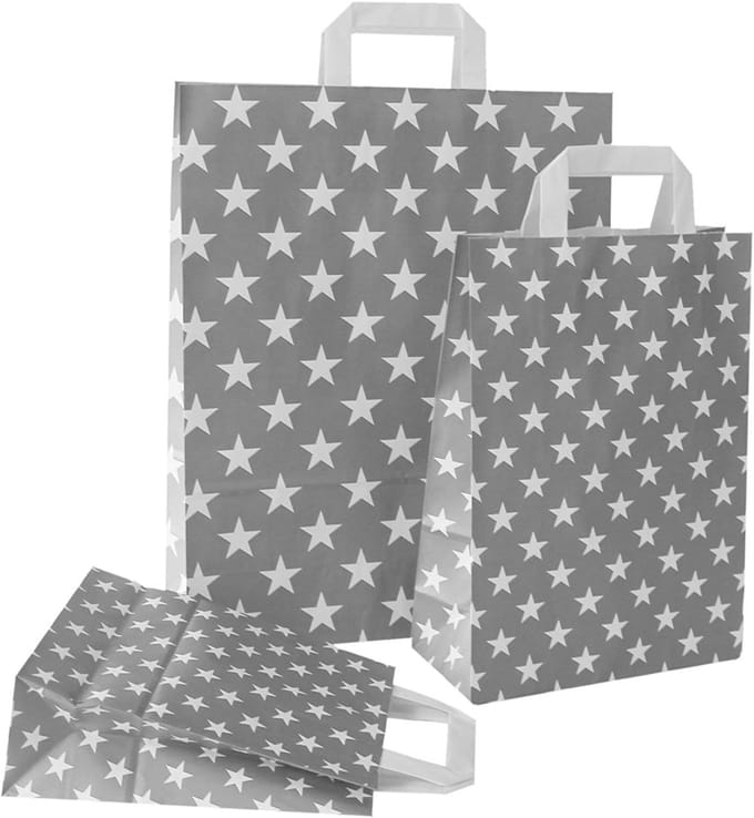 Draagtassen Papier - Boodschappentassen - Winkelen - Platte Handvatten - 32x40cm - Grijs