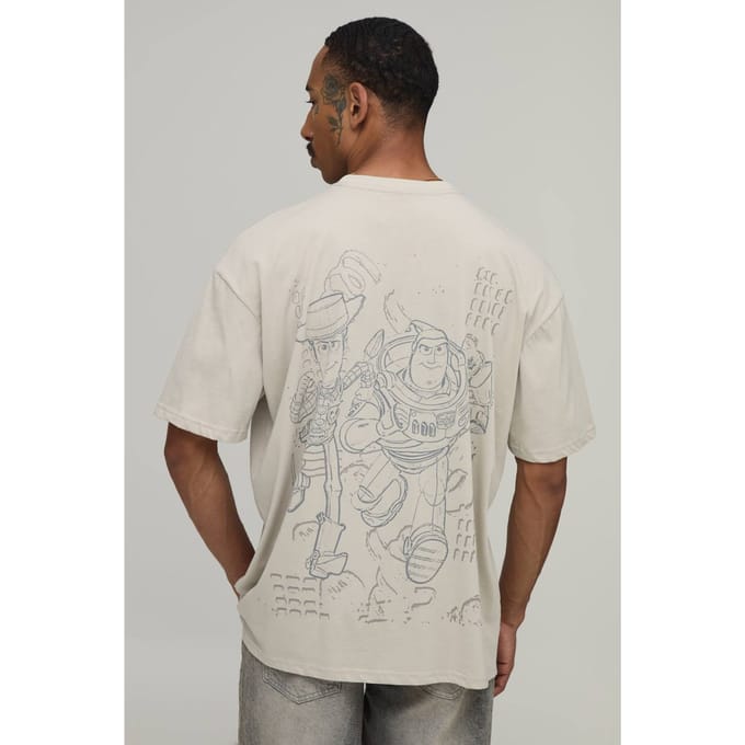 Oversized Toy Story Buzz & Woody Licentie Print T-shirt | Stone | Size Medium