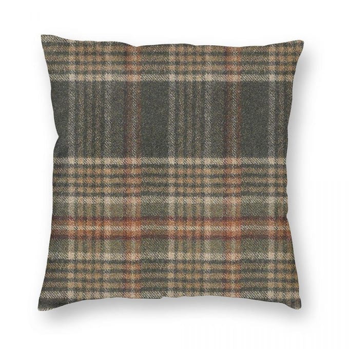 Housse de coussin carrée à carreaux vert forêt et marron Polyester Lin Velours Fermeture éclair créative Décorative Housse de coussin de lit Peach skin 18*18(CM)-1Pcs black