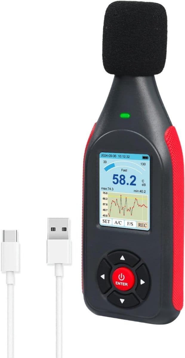SCH® Decibelmeter - Zwart/Rood - ‎‎19cm x 13cm x 5cm