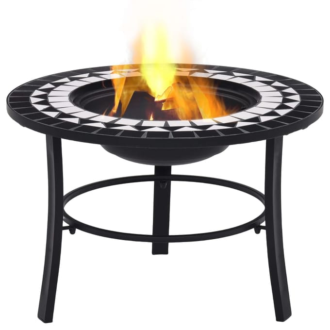 vidaXL - Vuurschaal - mozaïek - 68 - cm - keramiek - zwart - en - wit