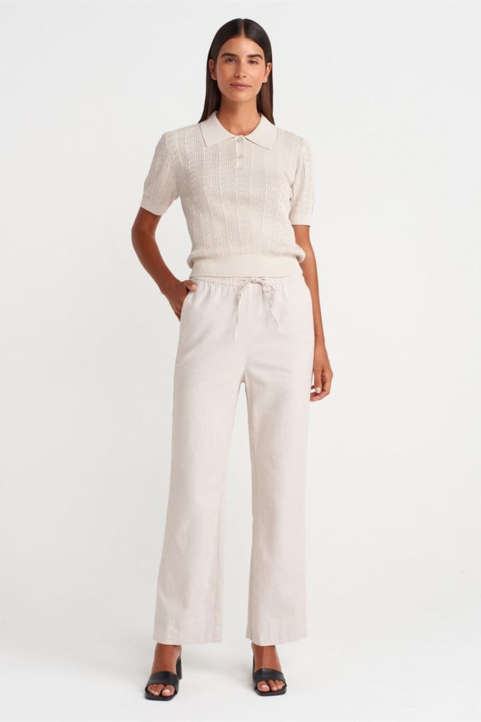 Hoge Taille Tencel Broek met Koord taille