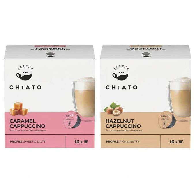 CHiATO Koffiecups Duo Pack - Caramel Cappuccino & Hazelnut Cappuccino - Geschikt voor Dolce Gusto® - 32 stuks (2 x 16 capsules)