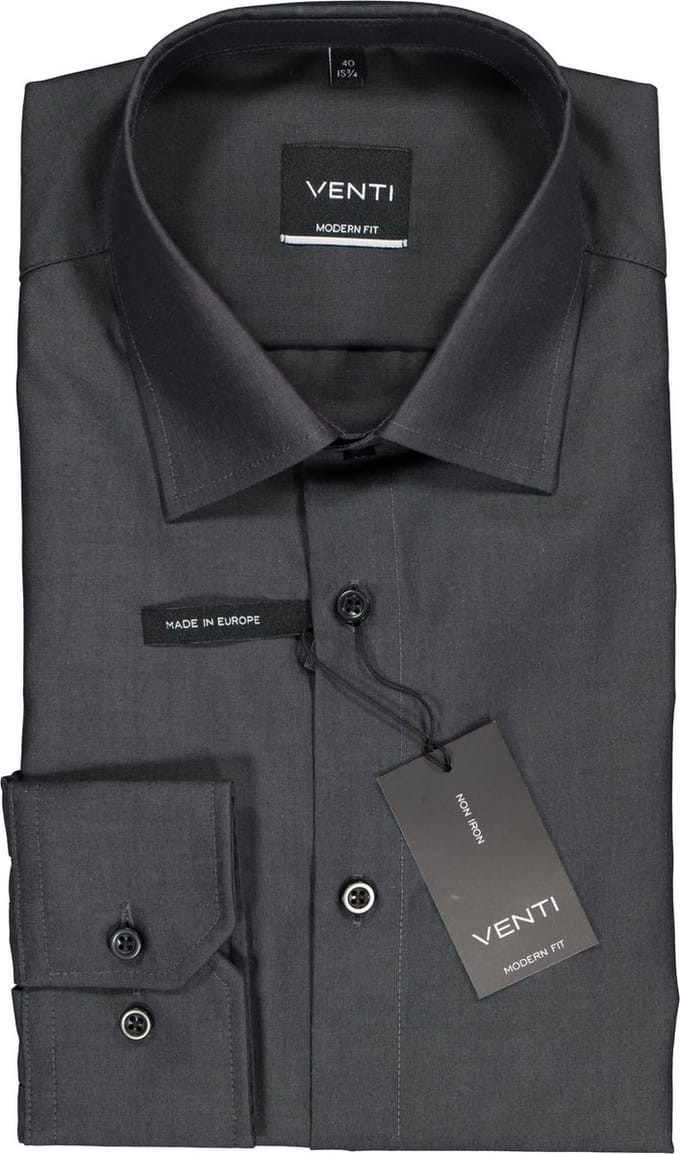 VENTI modern fit overhemd - antraciet grijs