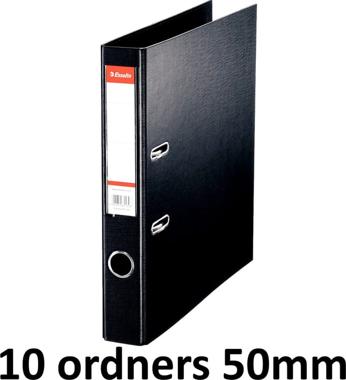 10 x Esselte Ordner Basic - rug 50mm - A4 - Zwart