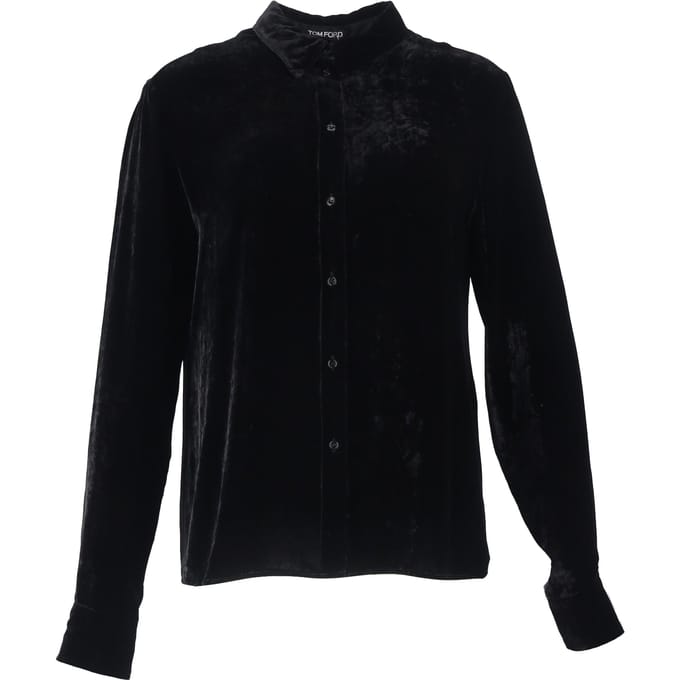 Tom Ford fluwelen overhemd met lange mouwen in zwarte viscose