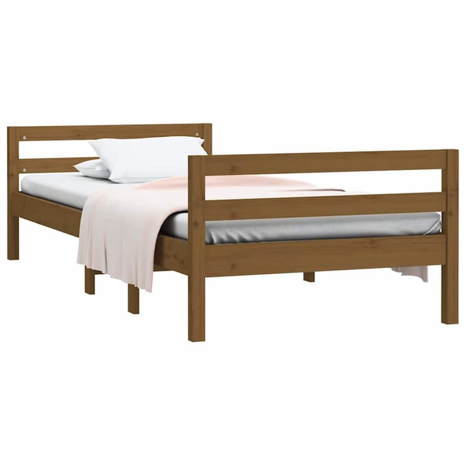 vidaXL - Bedframe - 75x190 - cm - massief - grenenhout - honingbruin