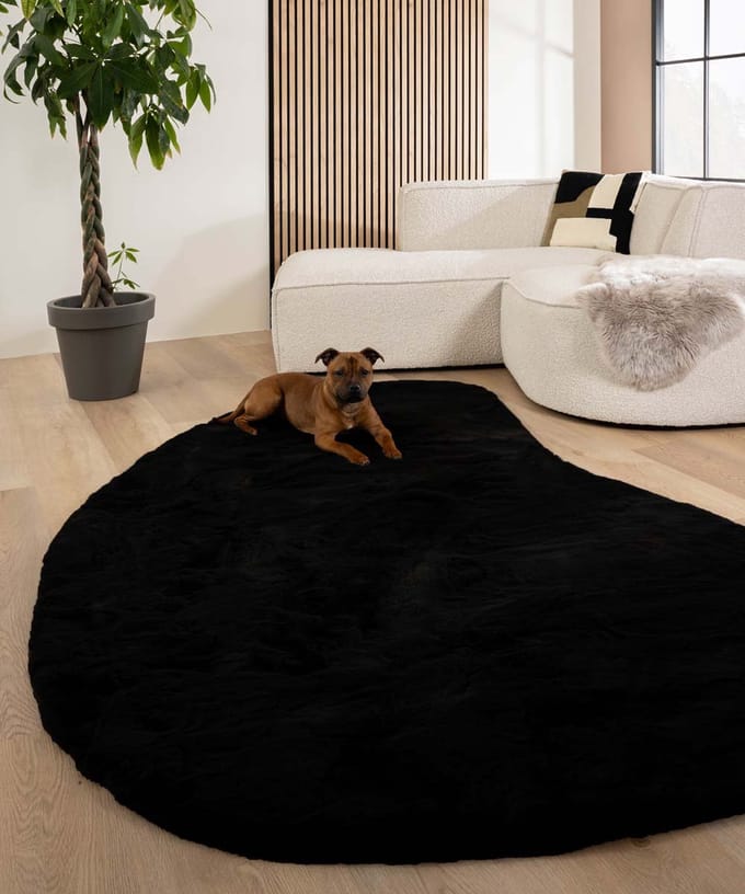 Fluffy vloerkleed organisch - Comfy Plus zwart 230x352
