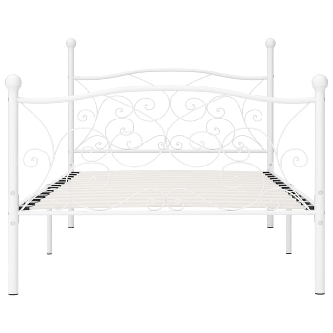 vidaXL - Bedframe - met - lattenbodem - metaal - wit - 90x200 - cm