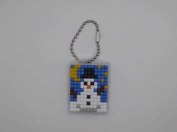 Sleutelhanger, Sneeuwpop, Kerstmis, Pixels