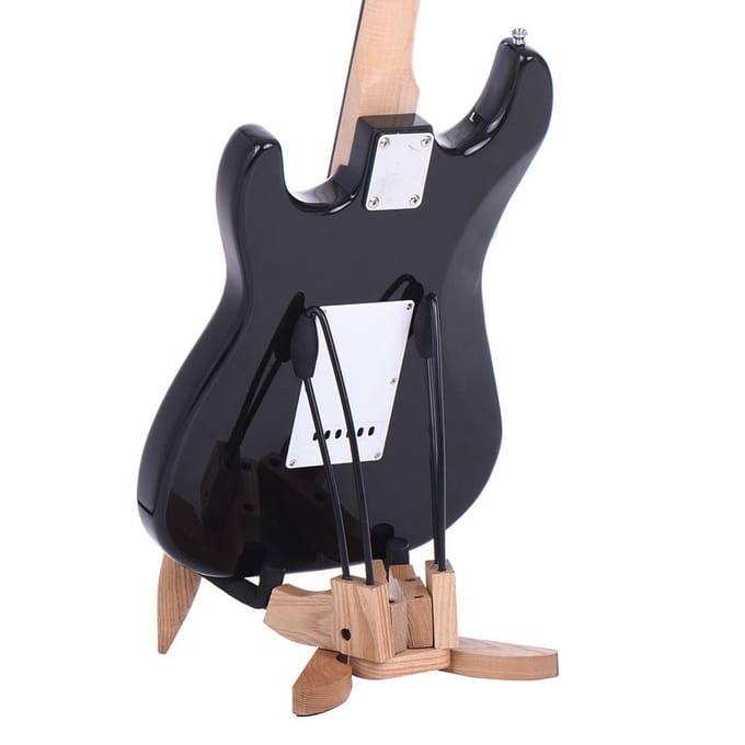 Hardhouten opvouwbare opvouwbare muziekinstrumentstandaardbeugelhouder voor elektrische gitaarbas black