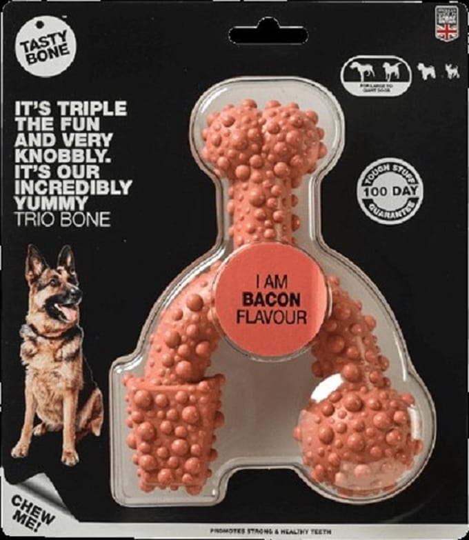 TastyBone - Large - Trio Bone bacon - Hond - Kauwspeelgoed - Vegan - Kluif - Nylabone
