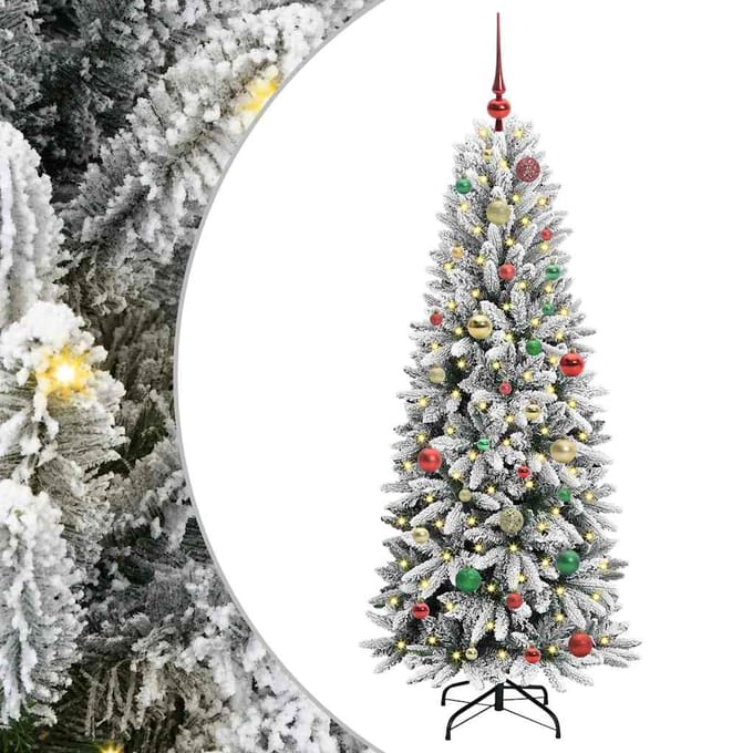 vidaXL - Kunstkerstboom - Wit - 150 - cm - PVC - en - plastic - en - staal - en - PE