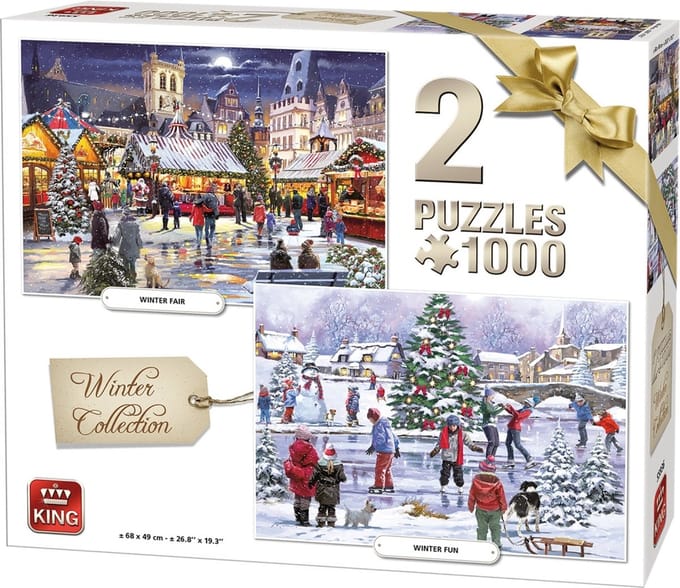 Puzzel 2 x 1000 Stukjes - Winter Collectie - Kerstpuzzel - King