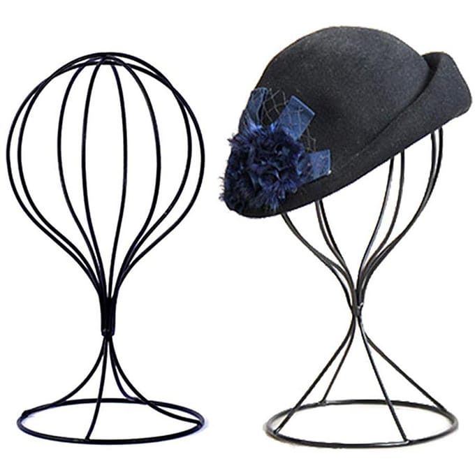 Moderne Metalen Hoedenstandaards Holle Ballon Design Tafelblad Decoratieve Pruikhouders black