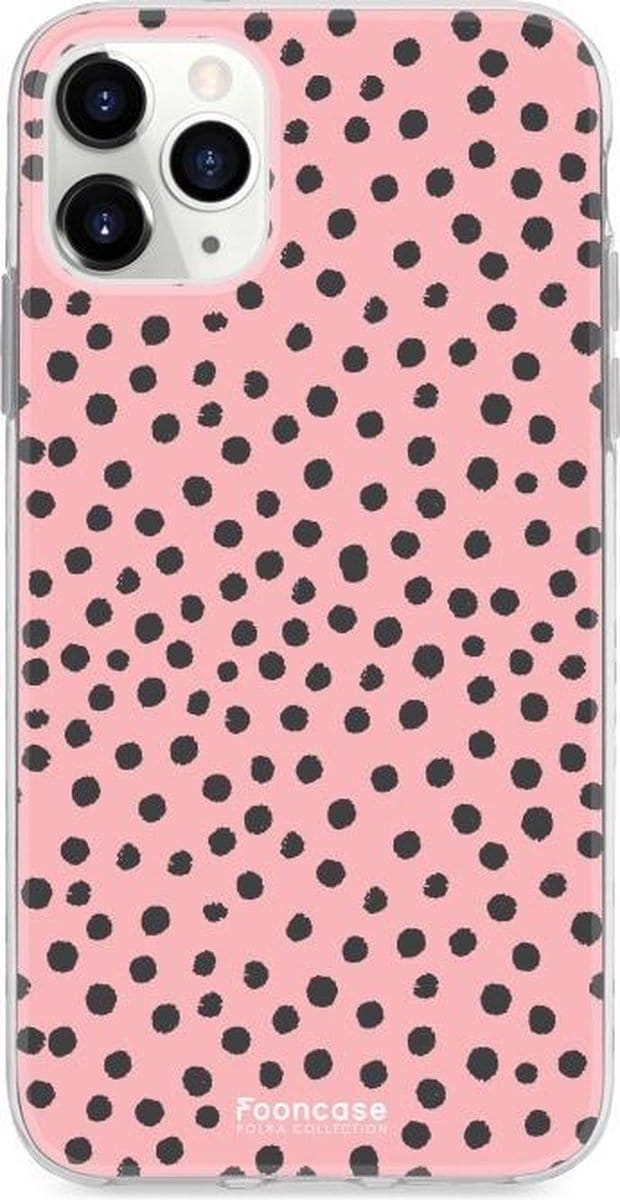 Fooncase Hoesje Geschikt voor iPhone 12 Pro Max - Shockproof Case - Back Cover / Soft Case - POLKA / Stipjes / Stippen / Roze