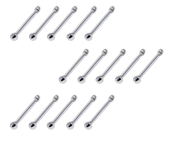 Fako Bijoux® - Neuspiercing - Stud - Staafje RVS - Staal - 2mm - Zilverkleurig - 10 Stuks