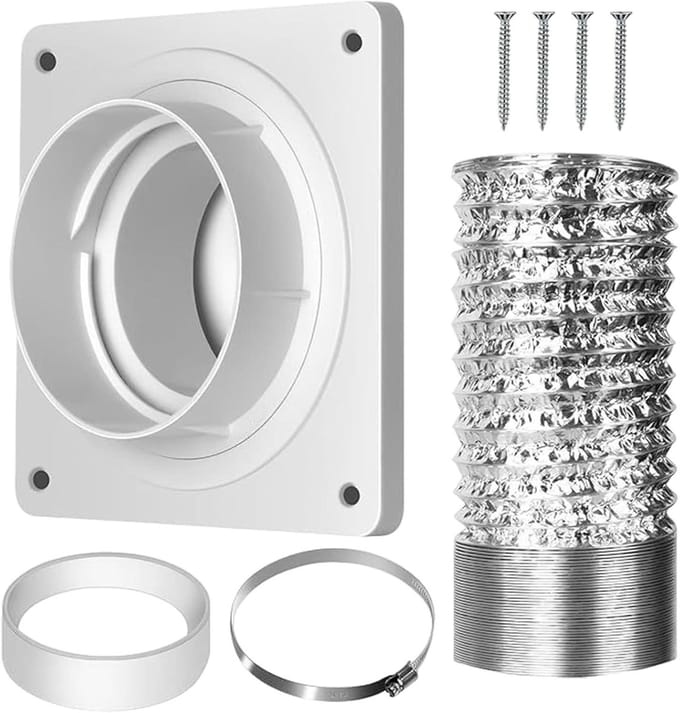 Afvoerslang Droger - Ventilatiepijp - Lucht Afvoeren - Wandmontage - 18.5 cm - Wit